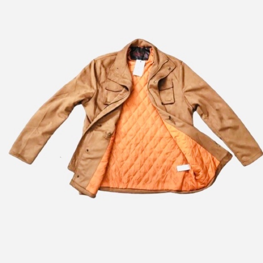 Robert Graham Gentleman Suede Cargo Field Jacket in Cognac/Tan Color Size: Small - Picture 2 of 6